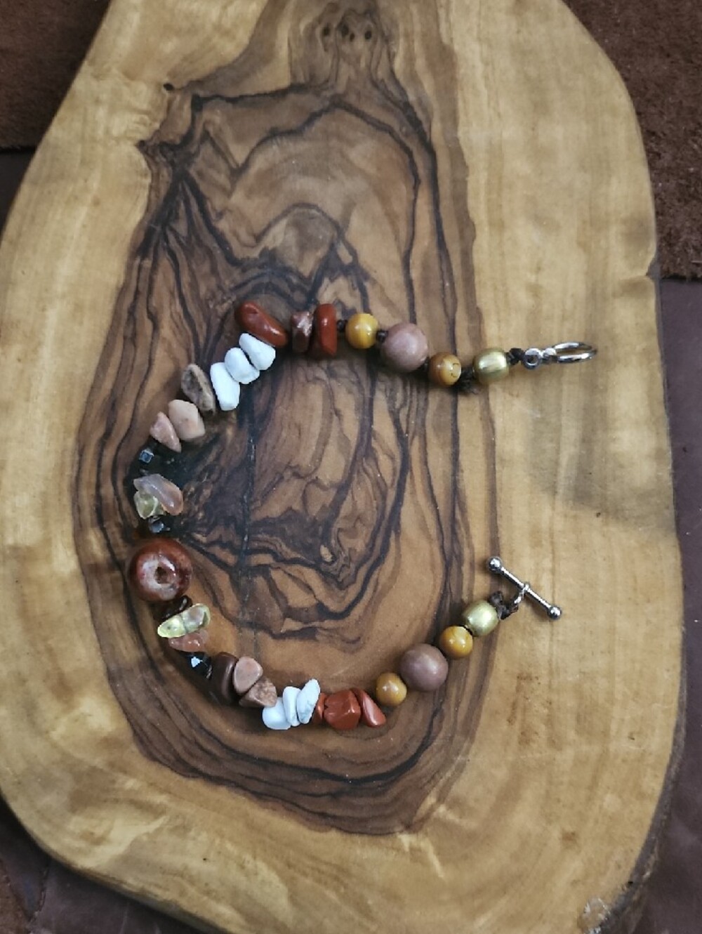 (Set Of 2) Handmade Multistone Beaded Chip Bracelets - Earth Tones - Picture 3 of 6